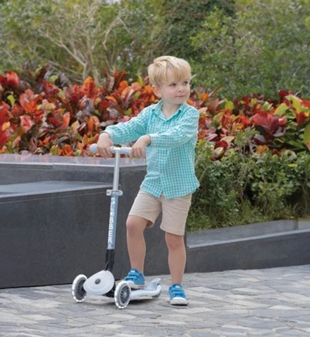 Самокат Globber Junior Foldable Lights Ecologic голубой