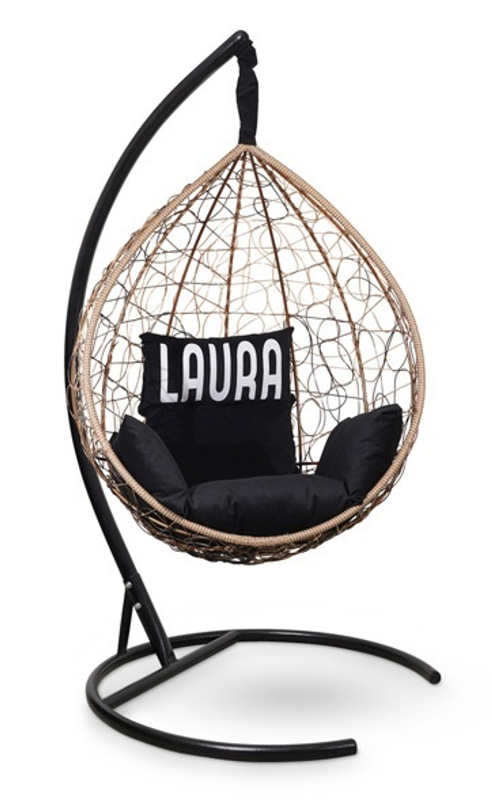 Подвесное кресло SEVILLA VELOUR горячий шоколад, черная подушка (Laura Outdoor)