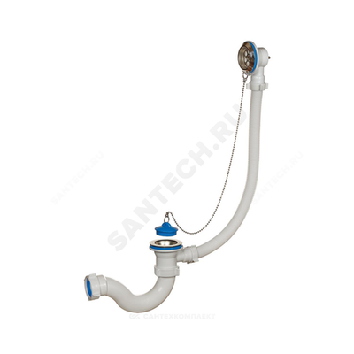 Слив-перелив для ванны трубный с пробкой на цепочке 1 1/2"x40 выпуск с нержавеющей решёткой D=70мм Орио А-4008