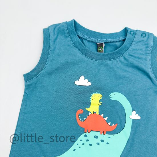 Песочник хлопковый "Мир динозавров" холодный изумруд