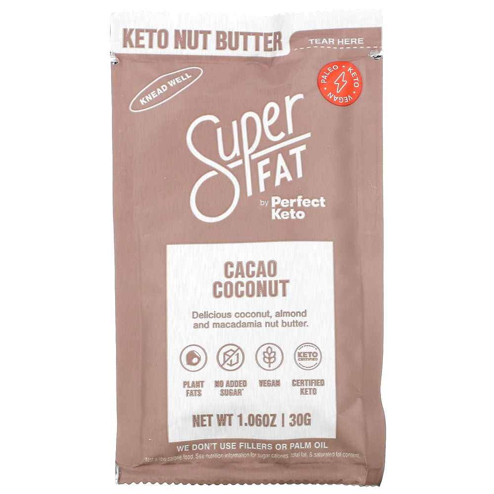 SuperFat, Keto Nut Butter, какао и кокос, 30 г (1,06 унции)