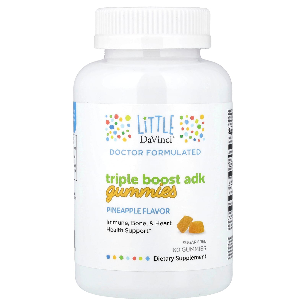Little DaVinci, Triple Boost Adk Gummies, со вкусом ананаса, 60 жевательных таблеток