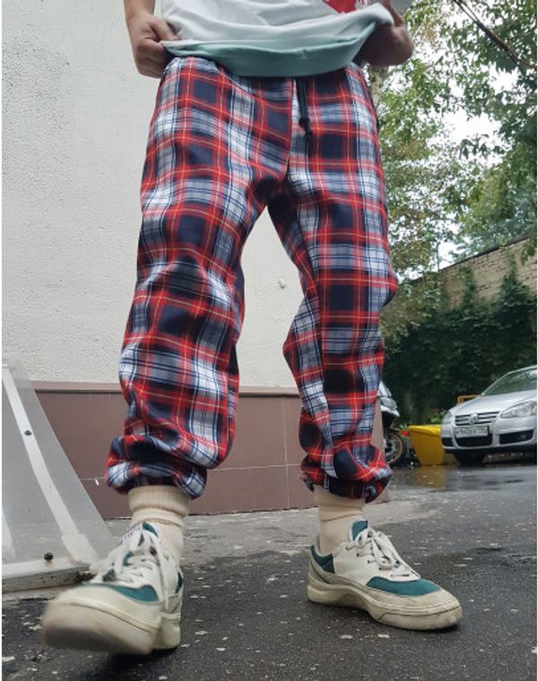 Брюки клетчатые БИЧ Красно-Синие - фото 2