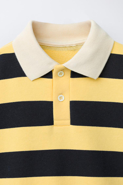 ZARA ТОЛСТОВКА ПОЛО В ПОЛОСКУ, СВЕТЛО-ЖЕЛТЫЙ