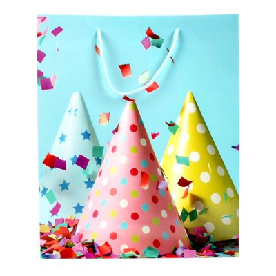 Пакет подарочный "Праздник" 28*34*9 см, ручки-шнурок, 4 цвета микс