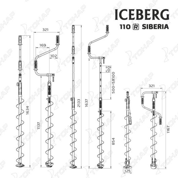 Ледобур Тонар ICEBERG-SIBERIA 110 (R)-1600 v3.0 (правое вращение) LA-110RS