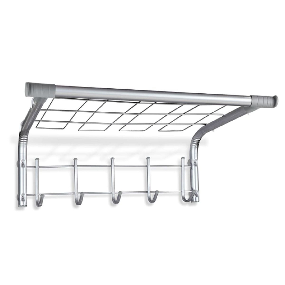 Вешалка настенная 5 крюч, 40.7х70.5х29.7 см, мет-л, Sheffilton, SHT-WH7, В2-97, хром лак/серая