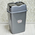 Ведро для мусора 50л "Easy", черный/серебро