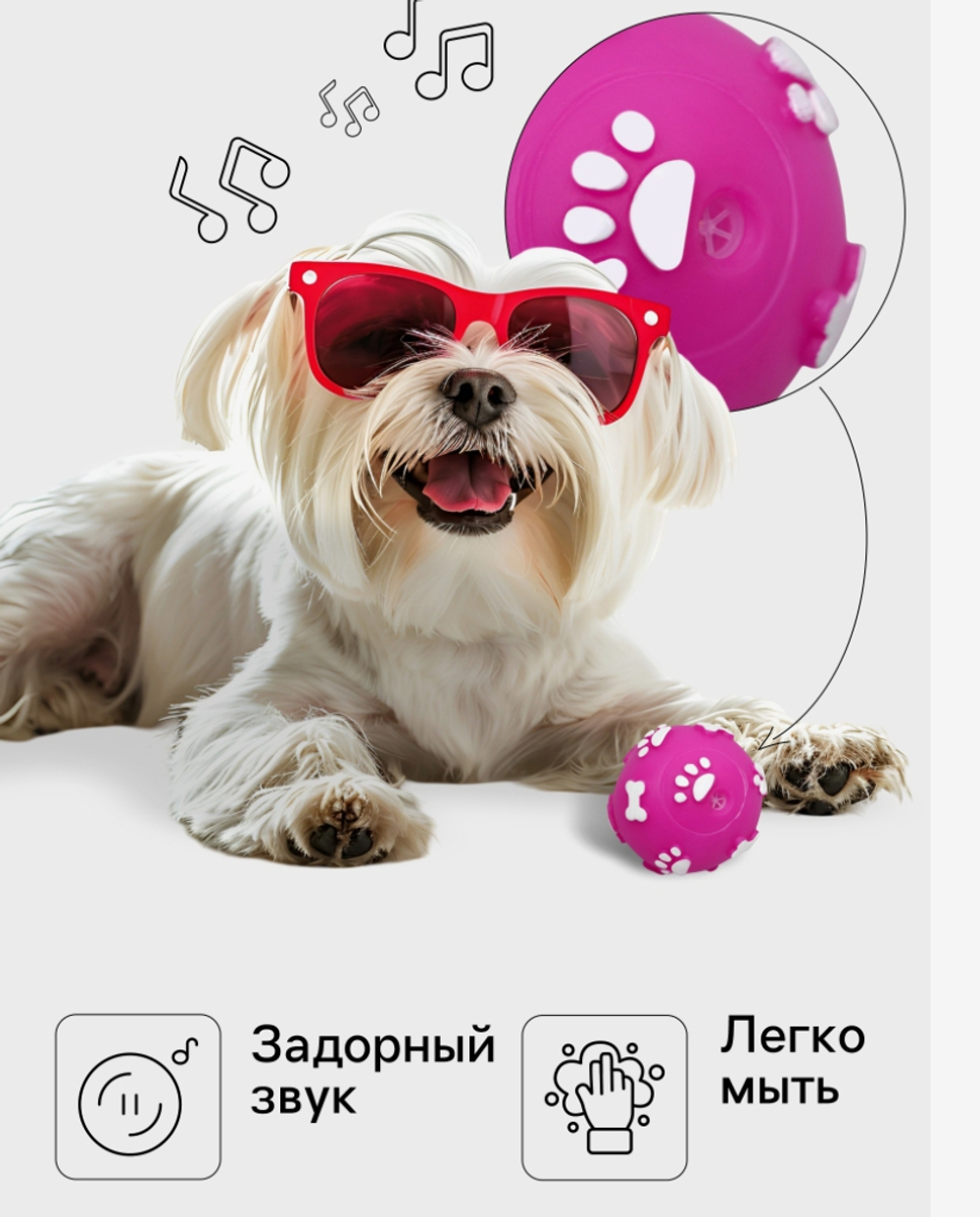 Мячик для собак «Лапки», 5.5 см, пищащий