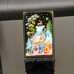 Сувенирная подставка для телефона с росписью Палех "Серебряное копытце"