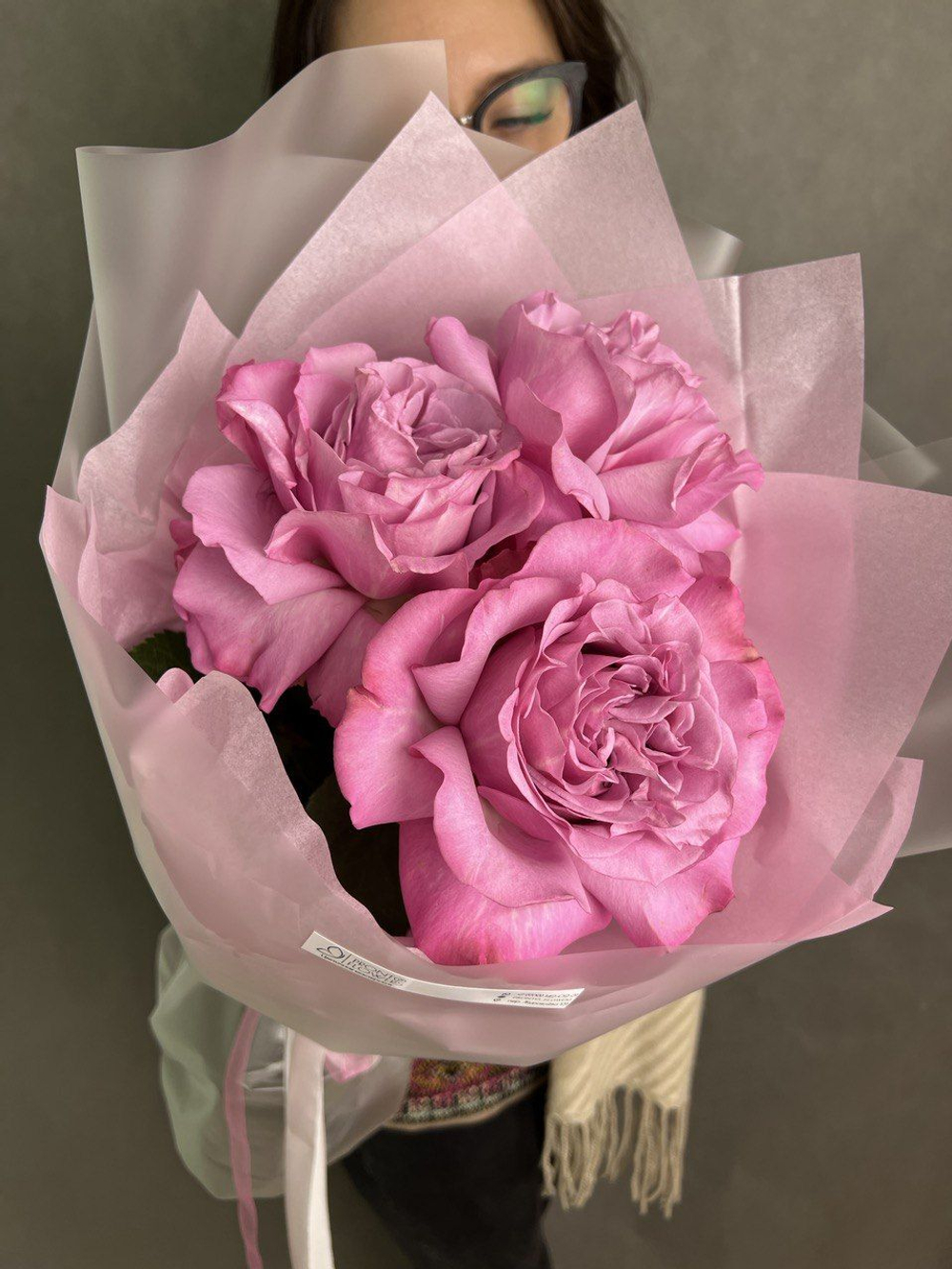 Французские розы , цвет розовый , 3 штуки