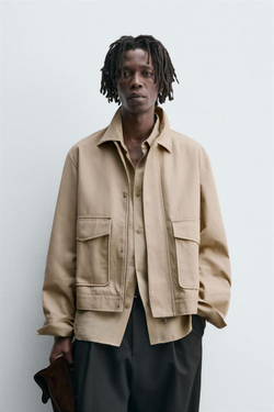 ZARA КУРТКА ИЗ ТВИЛЛА, ПЕСОЧНЫЙ