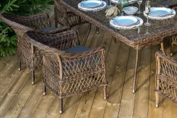 "Амароне" обеденная группа из искусственного ротанга на 6 персон, цвет коричневый