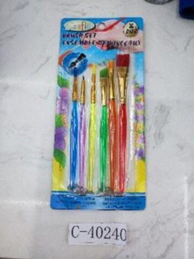 Набор кистей Синтетика 6 шт пластиковая ручка, на блистере, С-40240