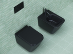 Комплект подвесной безободковый унитаз Ceramica Nova Metric CN3007MB черный матовый с сиденьем микролифт + инсталляция Geberit Delta 458.149.21.1 с кнопкой, хром глянцевый