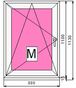 Пластиковое окно с поворотно-откидной створкой 1100 х 800 ТермА Эко + Москитная сетка