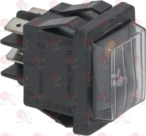 3319463 LF Черный двухполюсный переключатель подсветки с оранжевой индикаторной лампочкой с защитным колпаком