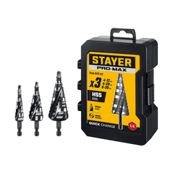 STAYER Pro-Max 3 шт, 4-30мм, винтовая спираль, набор сверл ступенчатых (29661-4-30-H3)