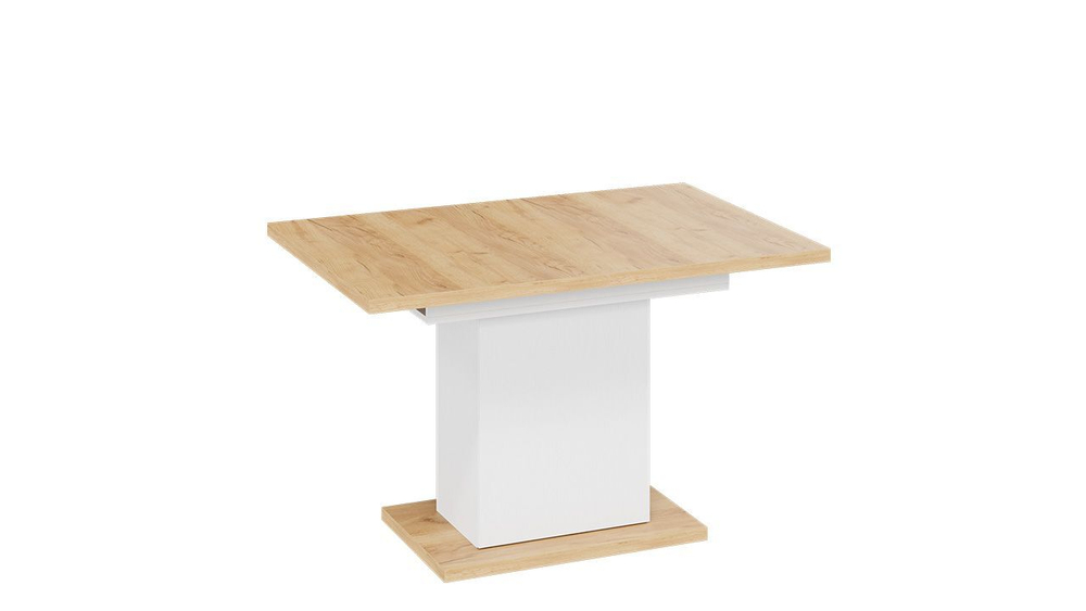 Стол кухонный обеденный раздвижной Белый/Дуб Крафт золотой 120(163)х80х75 см