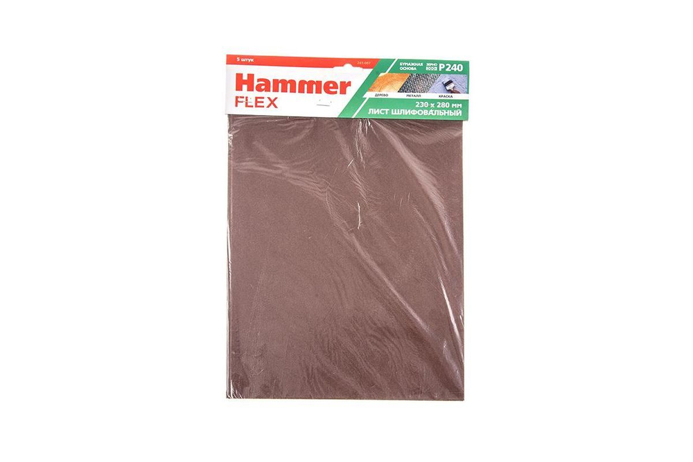 Листы шлифовальные Hammer 230x280мм, P240 (5шт), бумажная основа