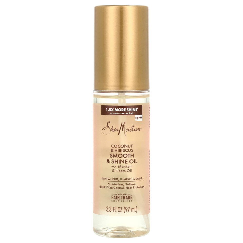 SheaMoisture, Масло для гладкости и блеска, кокос и гибискус, 97 мл (3,3 жидк. унц.)