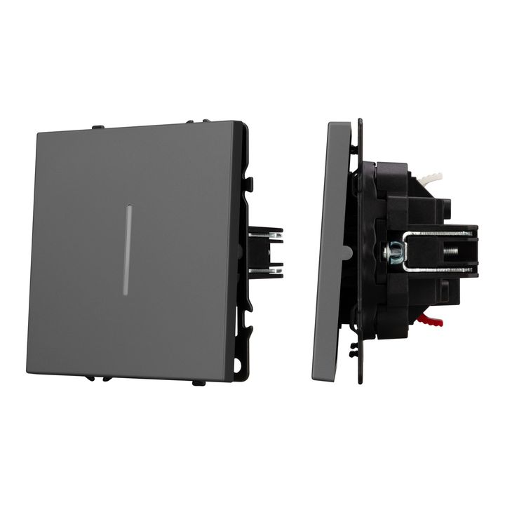 Механизм выключателя одноклавишный проходной LED SWT-NOBE-MKP1-SFPL-L-GR (230V, 10A) Arlight 054263