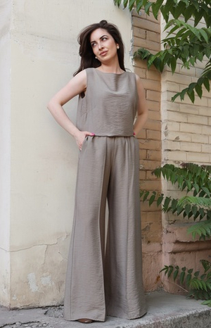 Брюки широкие с отстрочкой