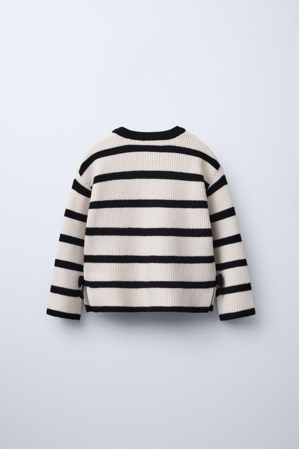 ZARA СВИТЕР В ПОЛОСКУ С БАНТАМИ, ЭКРЮ/ЧЕРНЫЙ