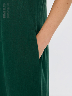 Льняной сарафан макси с карманами