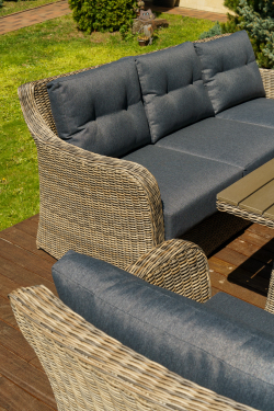 Набор из искусственного ротанга ВЕНЕЦИЯ: лаунж стол 180 + 3-х местный диван + 2 кресла (цвет: коричневый)