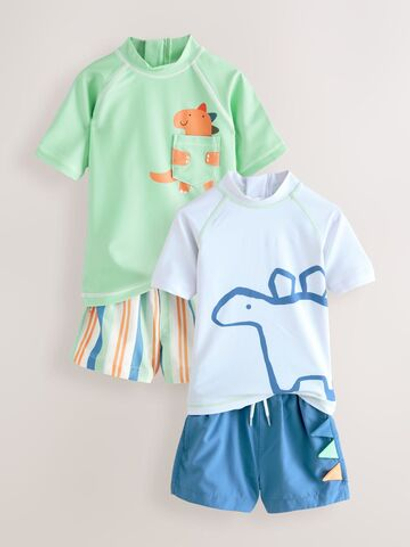 Костюм плавательный раздельный для мальчика Next E22-244, 2 шт., Салатовый, Голубой