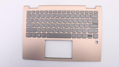 Верхняя панель с клавиатурой (топкейс) для ноутбука Lenovo Yoga 730-13IKB FingerPrint, золотая, с подсветкой, раскладка - русская (5CB0Q95920)