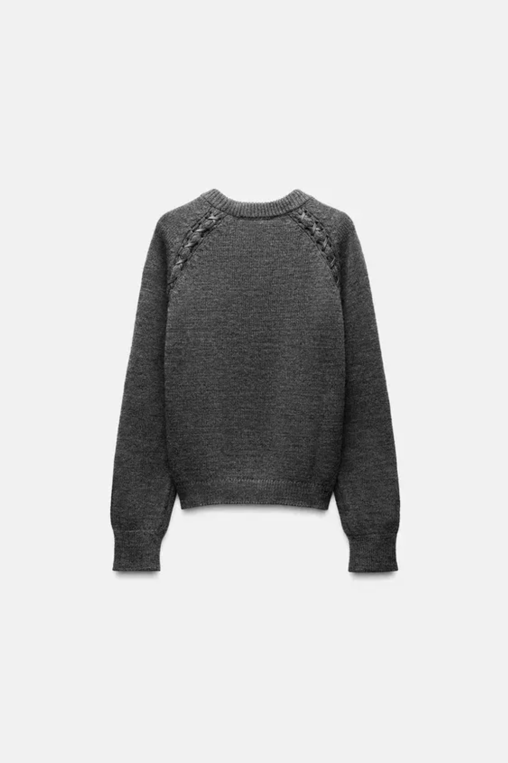 ZARA СВИТЕР С РЕМЕШКАМИ НА ПЛЕЧАХ, СЕРЫЙ