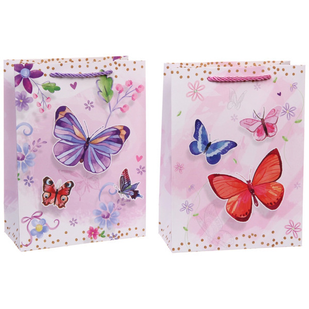 Пакет подарочный «Бабочки» 18*24*8,5 см, микс