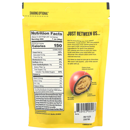 Little Secrets, Кусочки арахисовой пасты, темный шоколад, 142 г (5 унций)