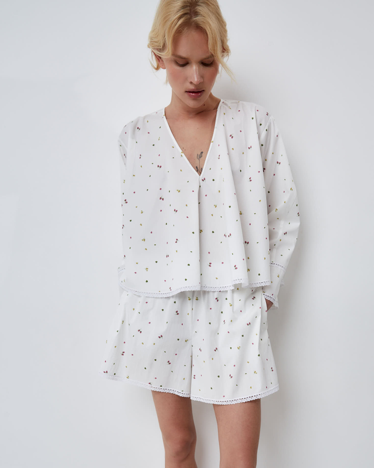 Топ из смесового хлопка малина белый