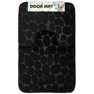 Набор ковриков для ванной и туалета, 2 шт, 0.5х0.8, 0.4х0.5 м, ПЭ, графит, Камешки, Y9-040