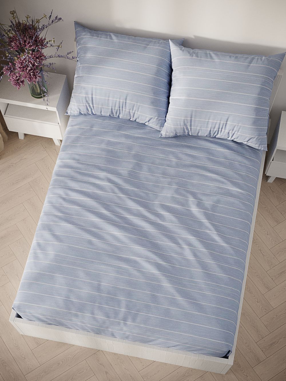 Постельное белье Сказка "Вдохновение/Вдохновение (компаньон)" евро   наволочки 50х70 2шт Простынь на резинке 180х200 см  Пододеяльник 200х215 см