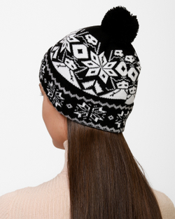 Женская шапка PRIVAL  с отворотом Скандинавия -6 черно-серый