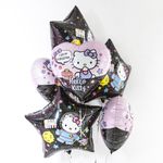 Шар (22"/56 см) Звезда, Hello Kitty, Космонавт, Черный, 1 шт. в упак.