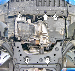 Защита картера двигателя, КПП. 2 мм, Сталь. для Nissan Micra 2003-2010, Motodor.71402