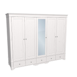 Шкаф 5-ти дверный с 4 глухими дверями 1 зеркальной дверью «Бейли» белый воск