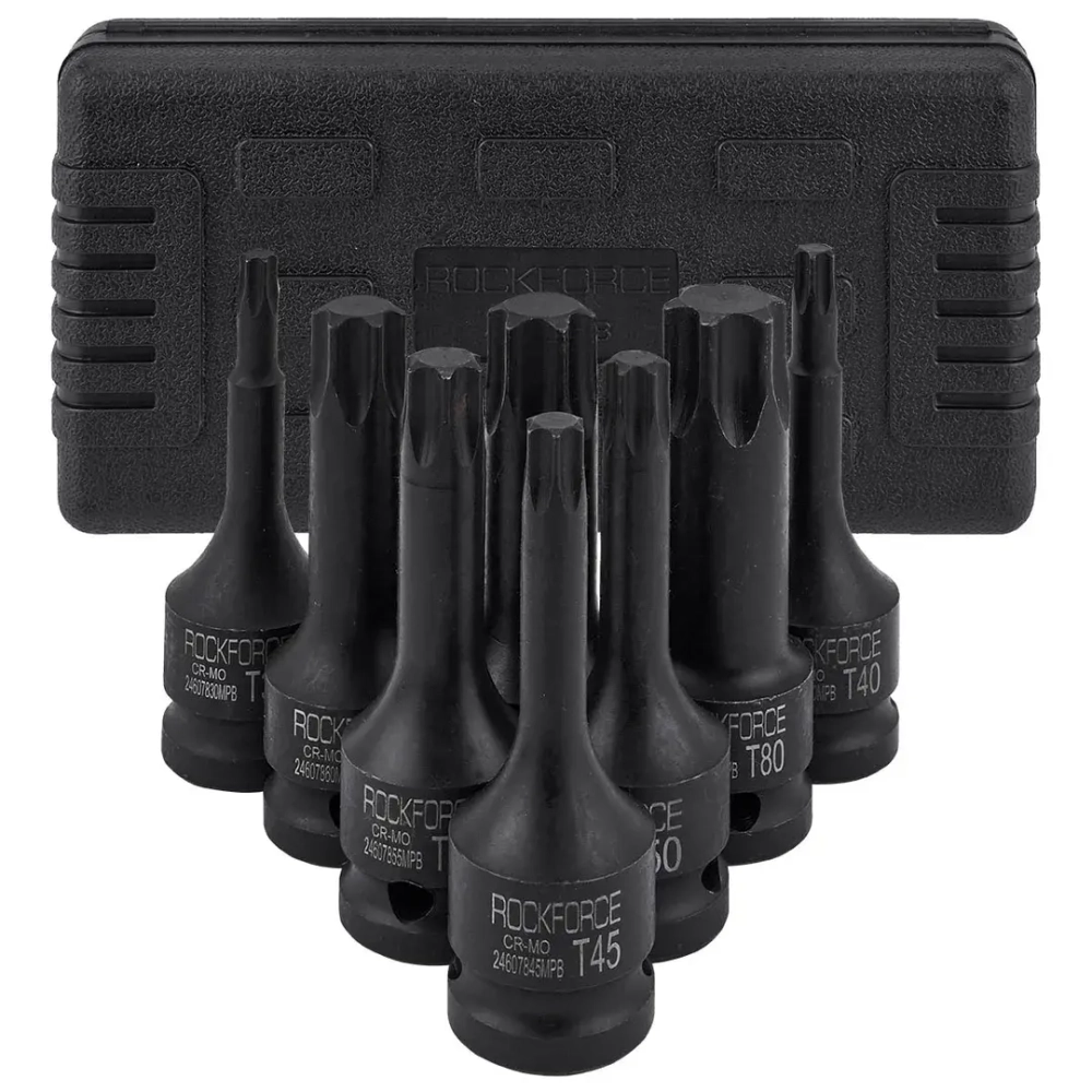 Набор головок-бит TORX ударных 1/2'', 8пр.(Т30,40,45,50,55,60,70,80),в кейсе RockForce##Rock FORCE RF-4088MPB