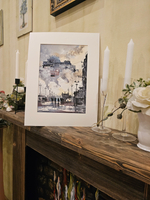 Картина авторская акварельная в паспарту 30х40 см на стену для интерьера "Индустриальный пейзаж"