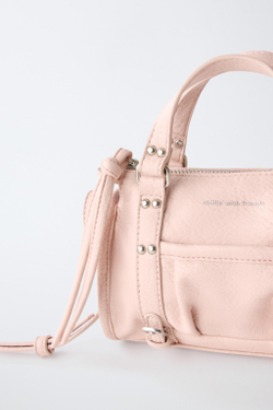 ZARA СУМКА С ЗАКЛЕПКАМИ, РОЗОВЫЙ