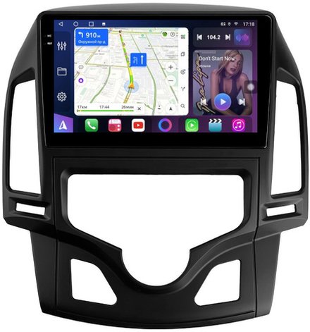 Магнитола для Hyundai i30 1 2007-2012 (климат) - FarCar BM043M монитор 9.5" QLED на Android 14, TS10, 4+32Гб, CarPlay, 4G SIM-слот