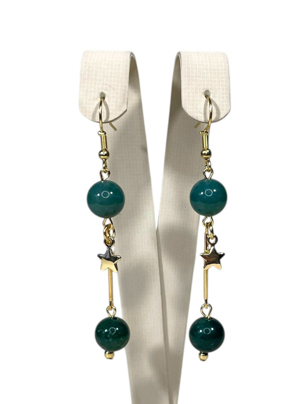 Серьги подвески с моховым агатом