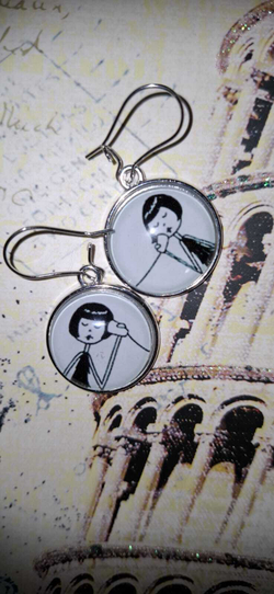 Серьги с кабошонами. Ручной работы.