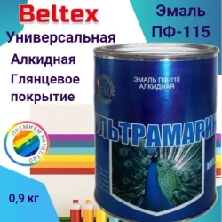 Краска Эмаль синяя /ультрамарин/ ПФ-115 Белтекс 0.9 кг по дереву, металлу, кирпичу и бетону, для наружных и внутренних работ