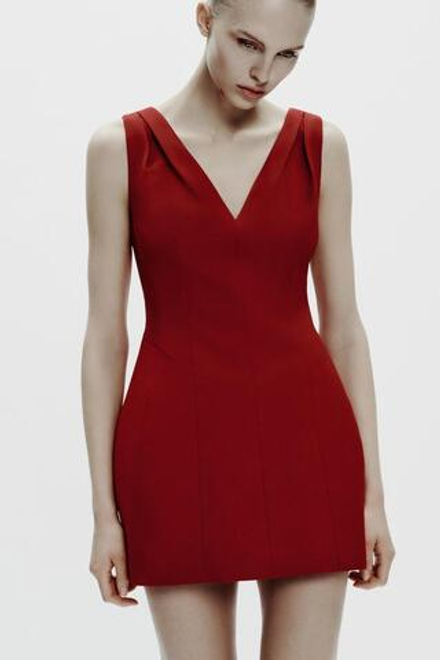 ZARA КОРОТКОЕ ПЛАТЬЕ ОБЪЕМНОГО КРОЯ ИЗ КОЛЛЕКЦИИ ZW, КРАСНЫЙ